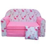 Gyerek kanapé, kihajtható - Flamingó Pink