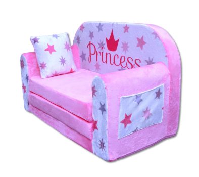 Gyerek kanapé, kihajtható - Hercegnő, rózsaszín